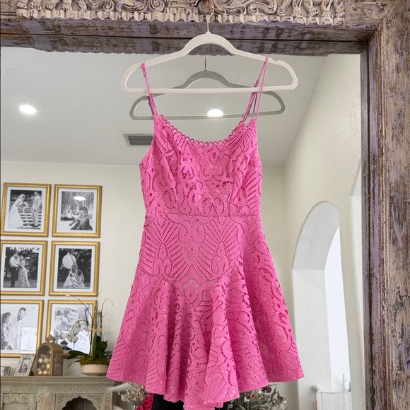 One And Only Collective Dresses & Skirts - Chic Pink Lace Mini Dress